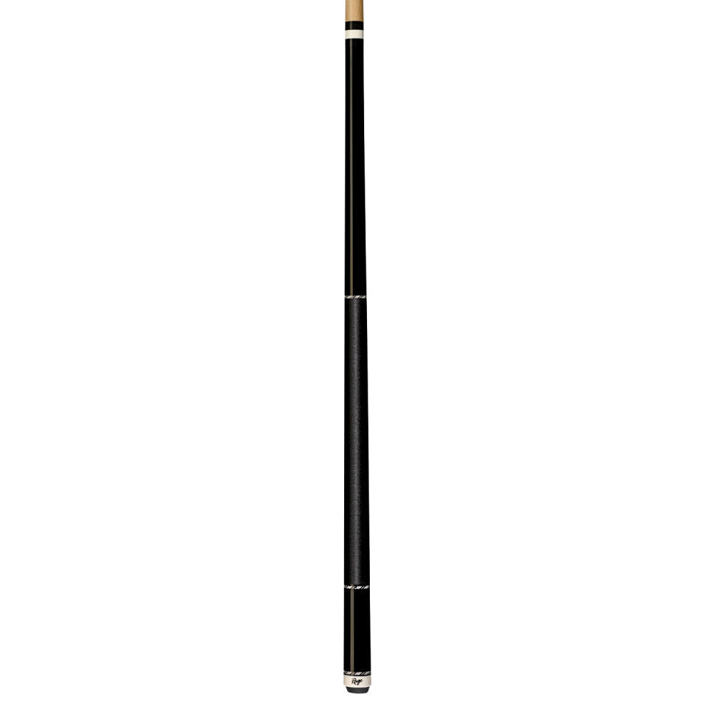 Full view of the assembled Black Onyx two-piece pool cue.