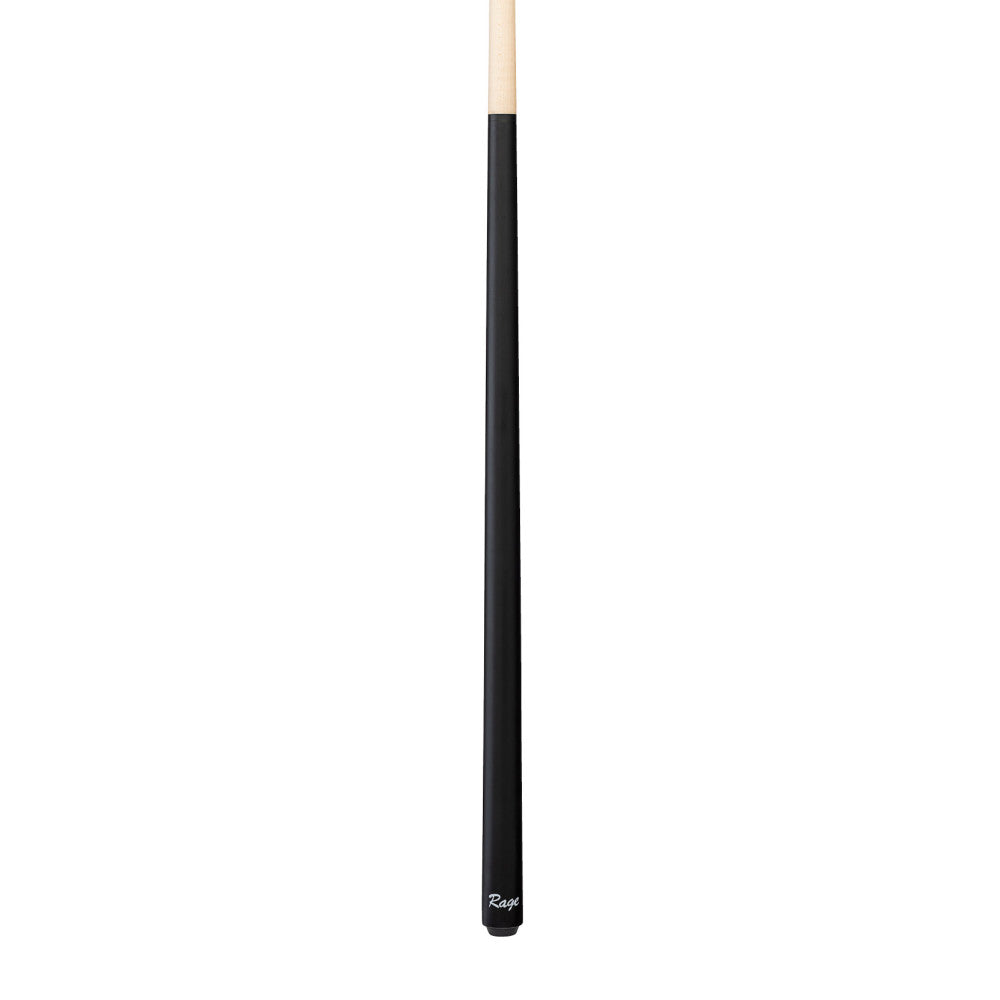 Full view of a black youth cue with a white tip.