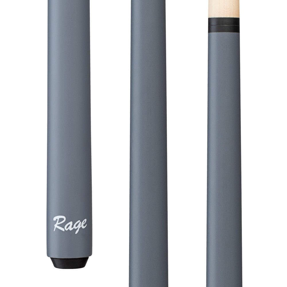 Detail shot of the grey cue's butt section with visible logo.