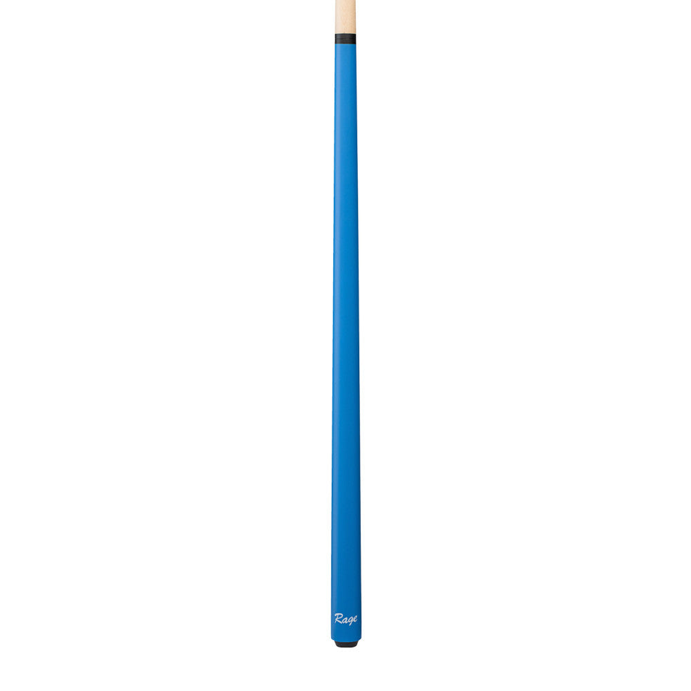 Full view of the electric blue youth cue on a white background.
