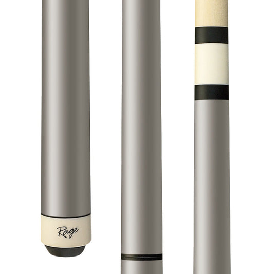 Close-up of the Heavy Hitter cue's grip with a silver finish and black accents.