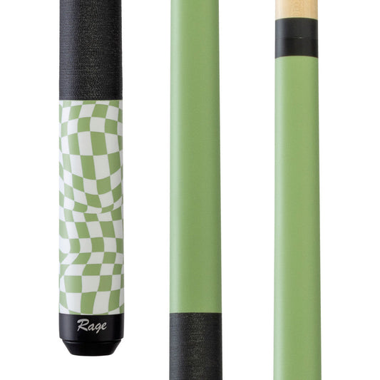 Rage Lime Green Checker Flag Cue with Black Linen Wrap (RG08)