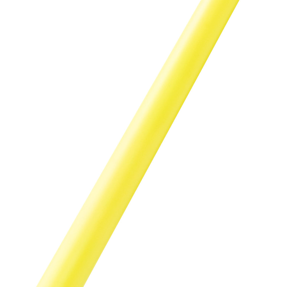 Detail shot of the shaft of a vibrant lime green pool cue.