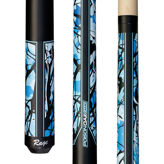 Rage Matte Blue Poison Oak Camo Wrapless Cue (RGCB)