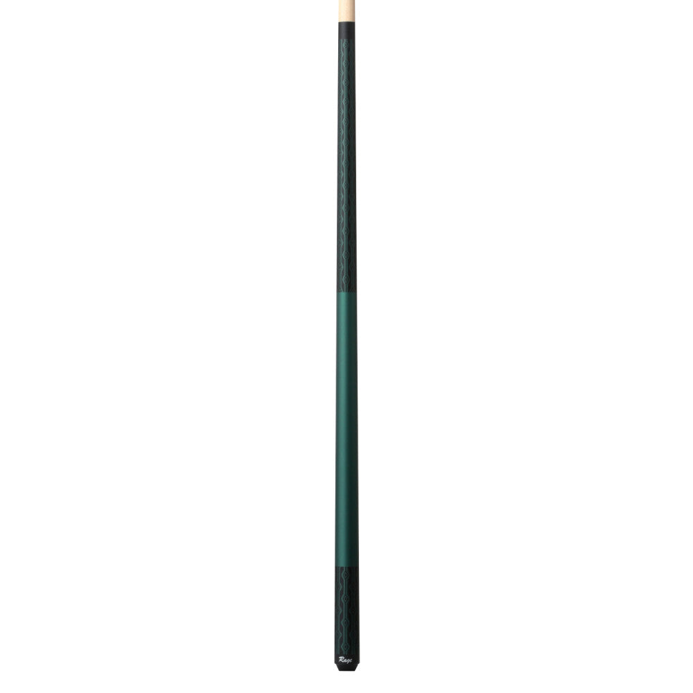 Full view of RG116 cue with matte peacock green design