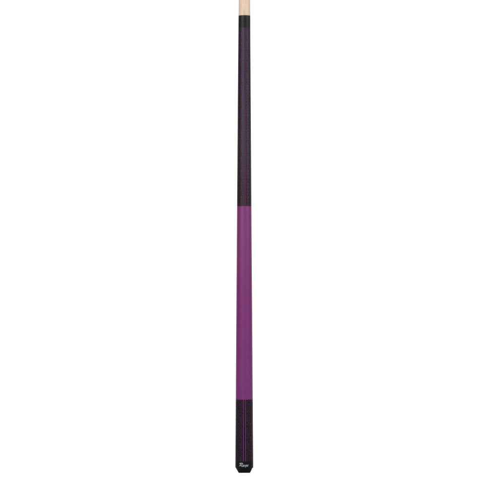 Full view of the RG117 matte purple wrapless cue.