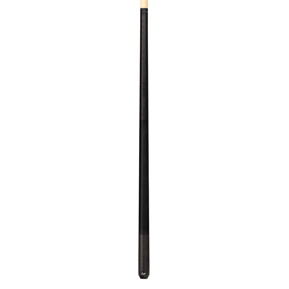 Full view of the pool cue in matte black finish.