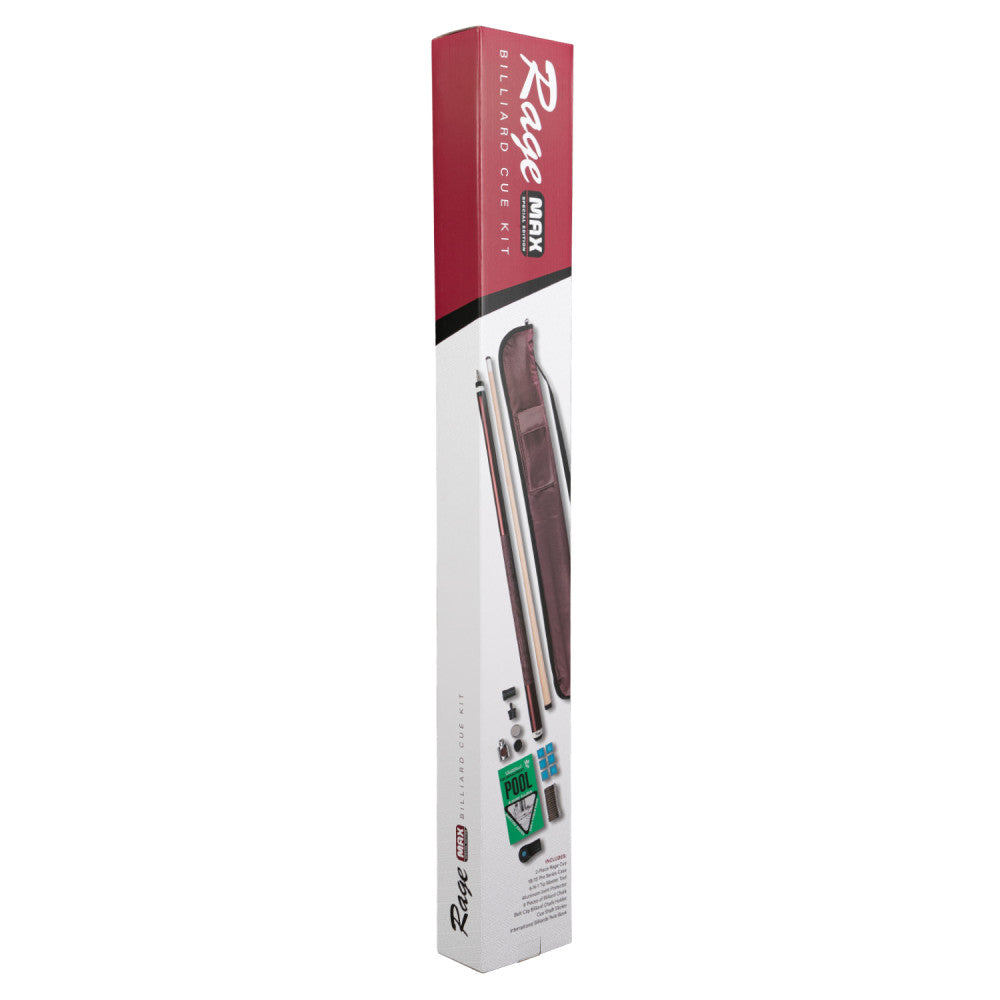 Max Billiard Cue Kit product packaging shown upright.