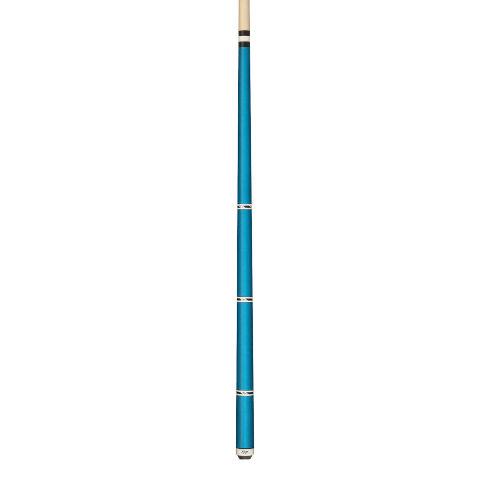 Full view of the Charger wrapless cue in metallic blue.