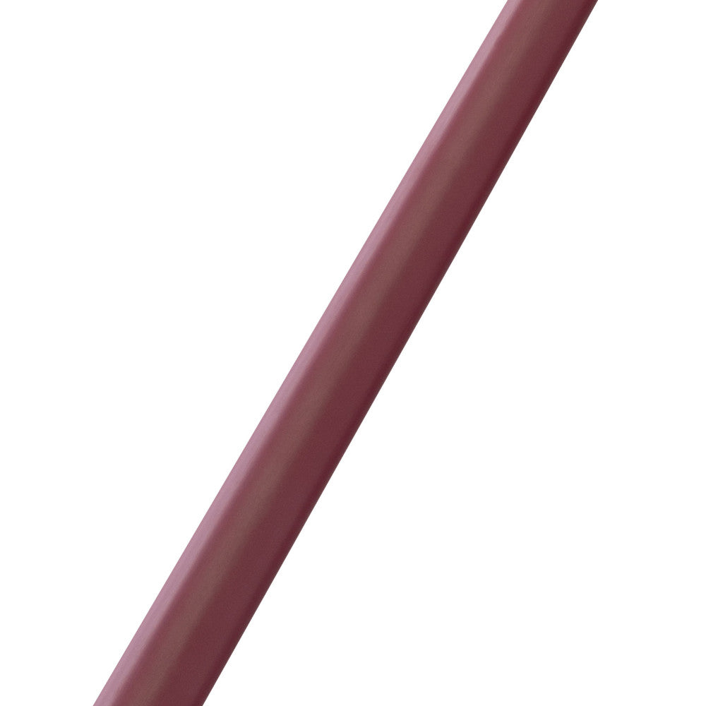 Detail of the plum red shaft section of the cue.