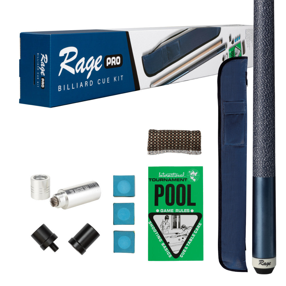 Rage Pro Billiard Cue Kit | 2-Piece Hard Rock Maple Pool Cue with Case