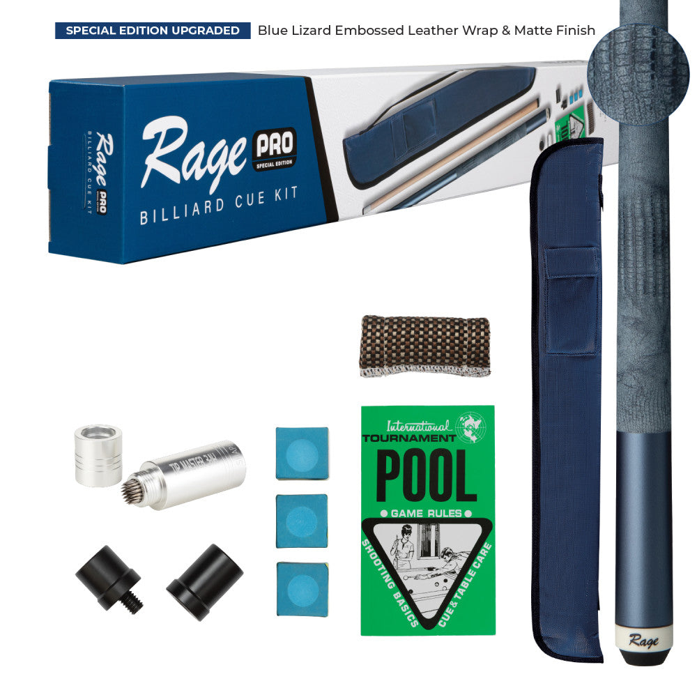 Rage Pro Billiard Cue Kit | 2-Piece Hard Rock Maple Pool Cue with Case