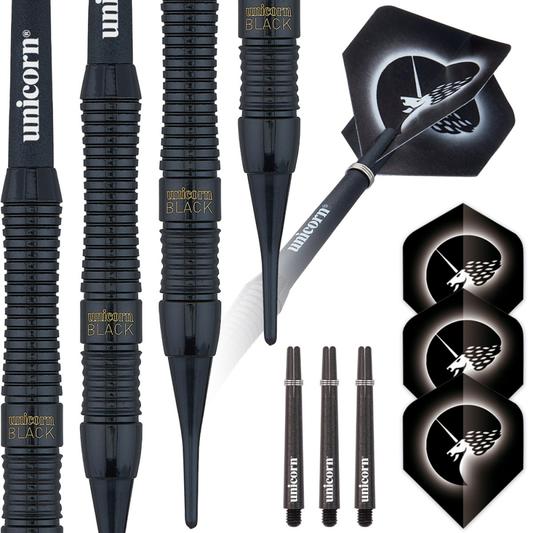 Unicorn Core Plus Black Brass Style 2 Soft Tip Dart Set — view 1