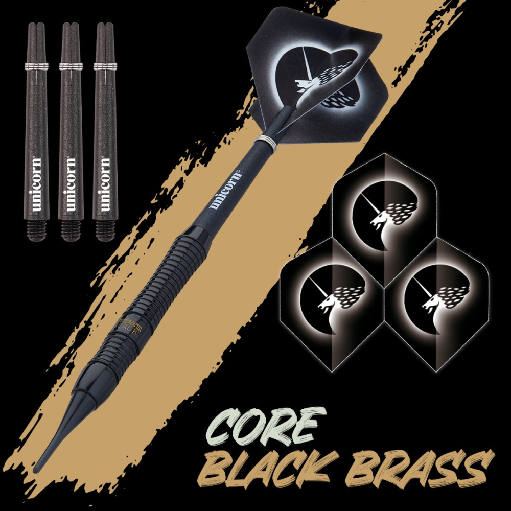 Unicorn Core Plus Black Brass Style 2 Soft Tip Dart Set — view 2
