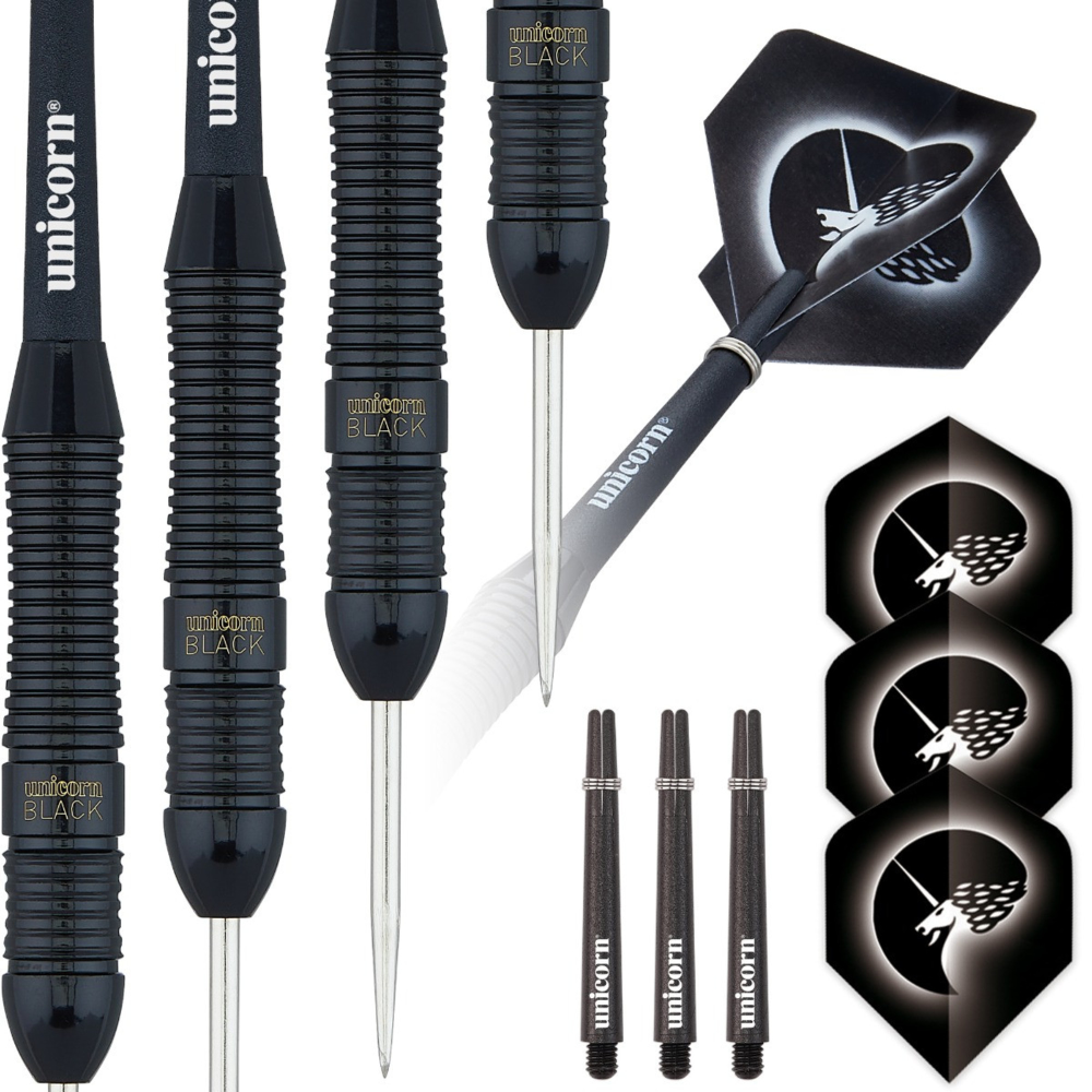 Unicorn Core Plus Black Brass Style 2 Steel Tip Dart Set — 22g