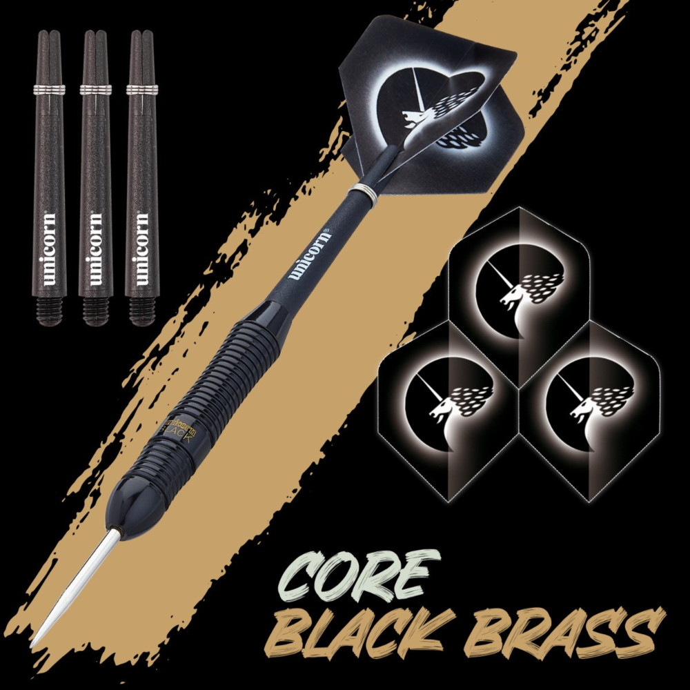 Unicorn Core Plus Black Brass Style 2 Steel Tip Dart Set — view 2