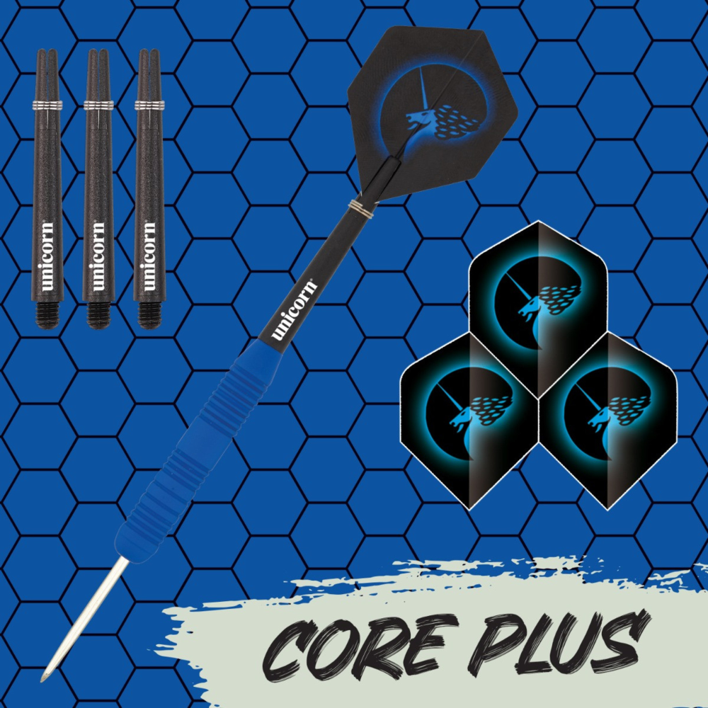 Unicorn Core Plus Blue Rubberised Steel Tip Dart Set — view 2