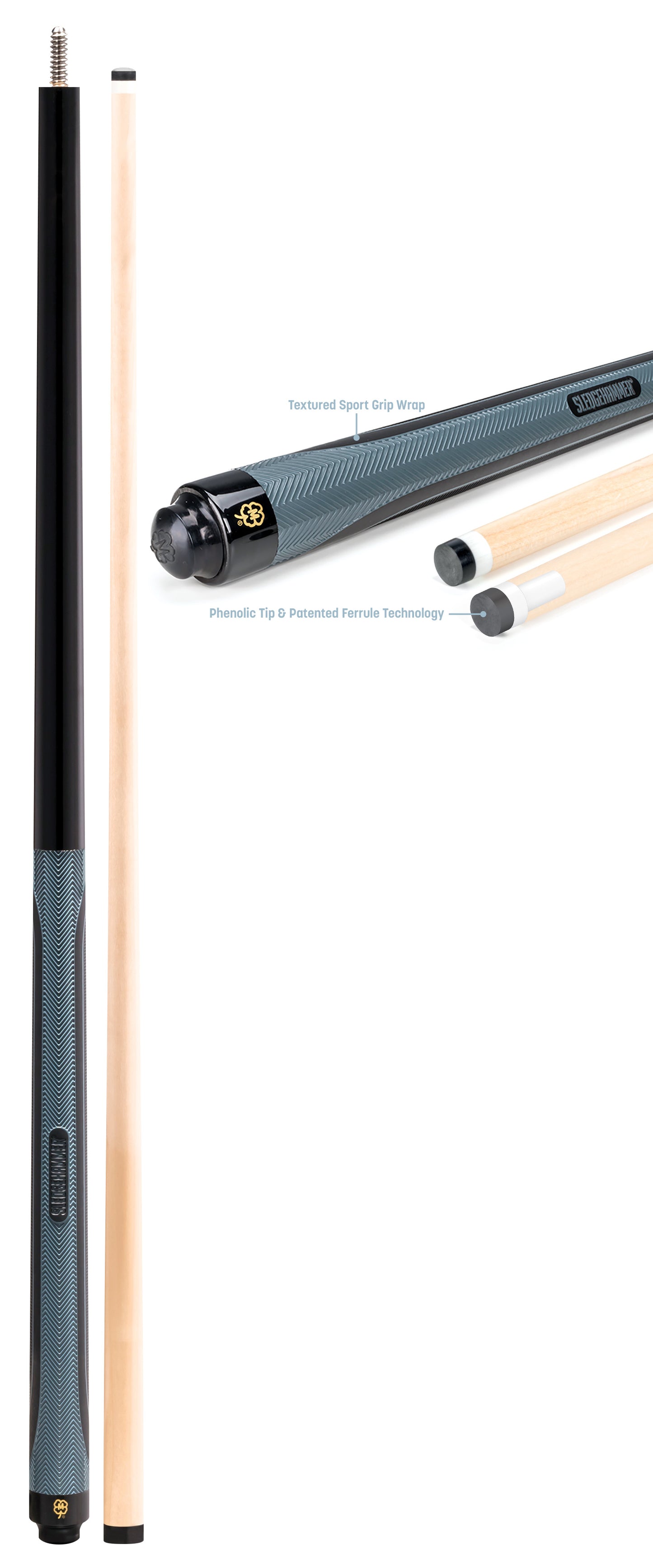 McDermott Sledgehammer SH1 Break Cue - full cue with phenolic tip and textured sport grip wrap