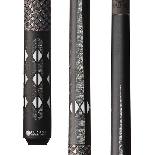 Lucasi Pinnacle Matte Black/Imitation Bone Cue with Carbon Fiber Tech (LP40)
