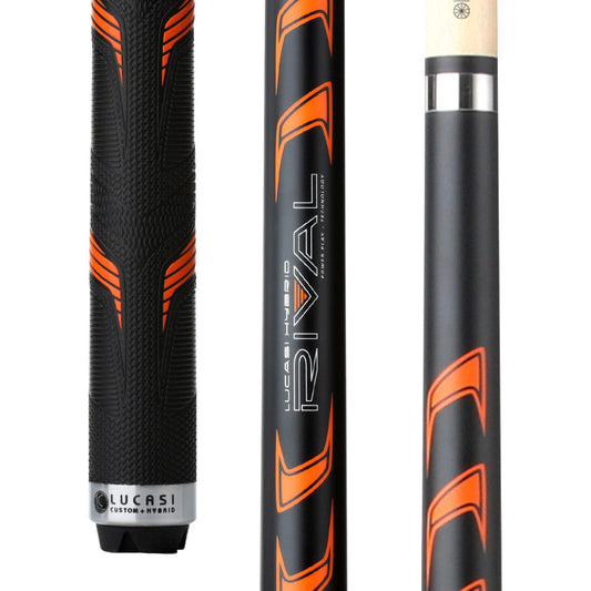 Lucasi Hybrid Rival Black &amp; Metallic Orange Matte Finish Cue with Riva (LHRV25)