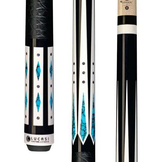 Lucasi Hybrid Midnight Black & Blue Recon Cue with Embossed Leather Grip (LHC98)