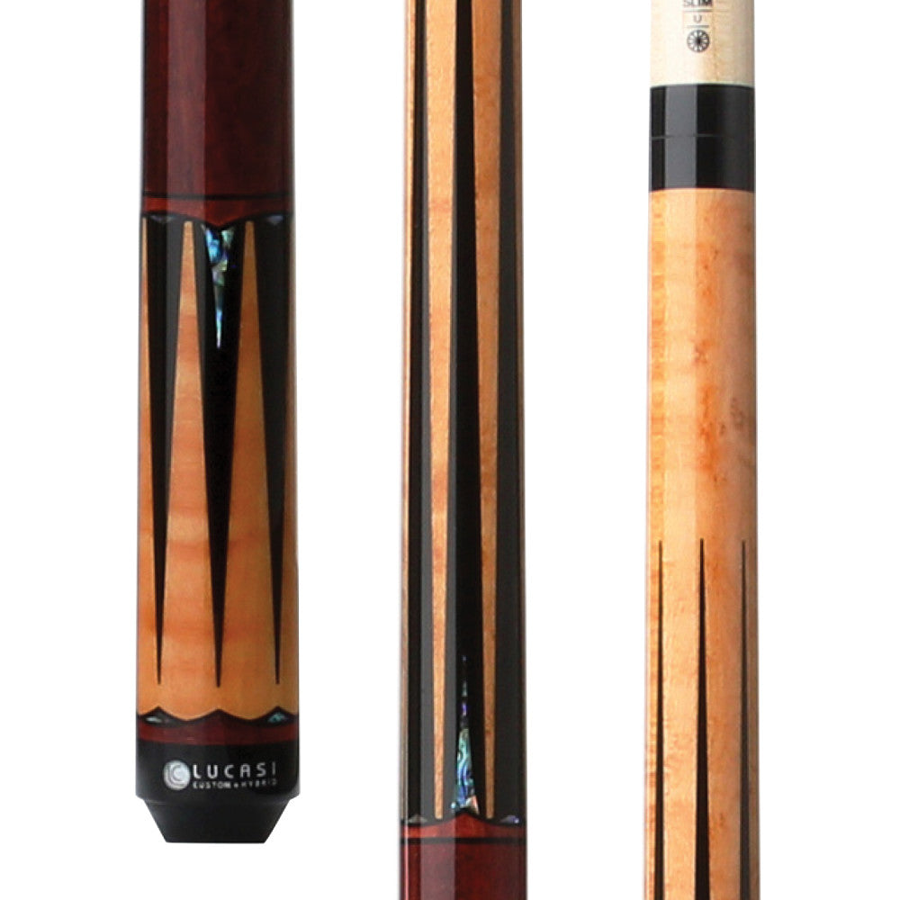 Lucasi Hybrid Gold Stained Birdseye/Black &amp; Maple Ring Wrapless Cue (LHLE4)