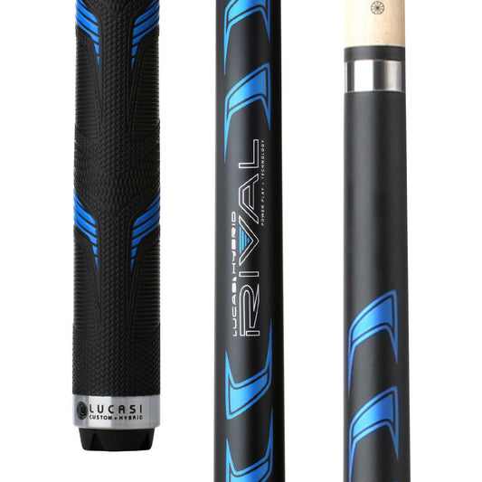 Lucasi Hybrid Rival Black &amp; Metallic Blue Matte Finish Cue with Rival (LHRV21)