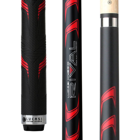 Lucasi Hybrid Rival Black &amp; Metallic Red Matte Finish Cue with Rival G (LHRV23)
