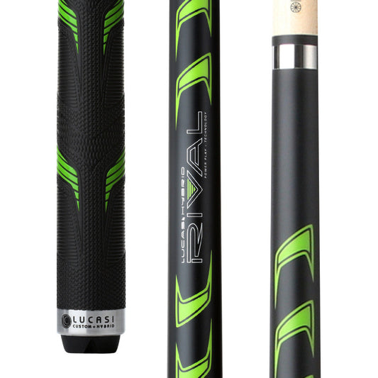 Lucasi Hybrid Rival Black &amp; Metallic Green Matte Finish Cue with Rival (LHRV24)