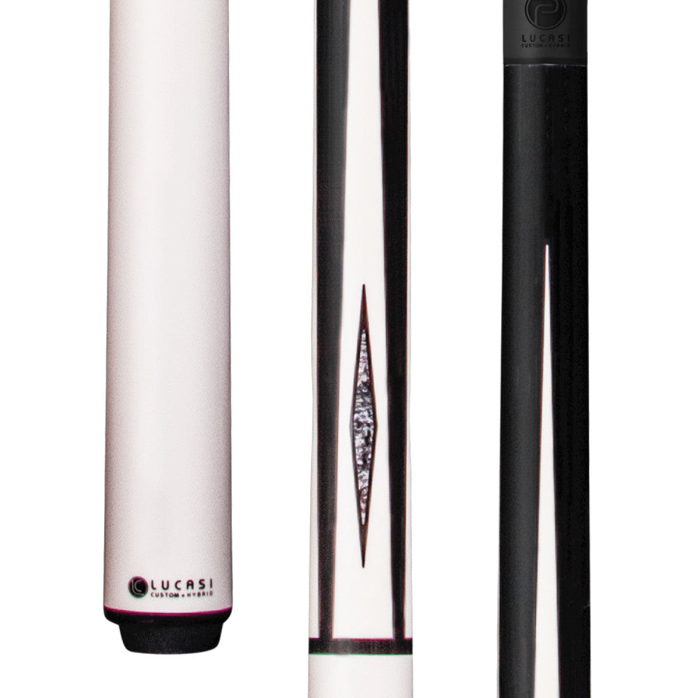 Lucasi Pinnacle Matte White/Black Cue with Carbon Fiber Tech Shaft (LPSP)