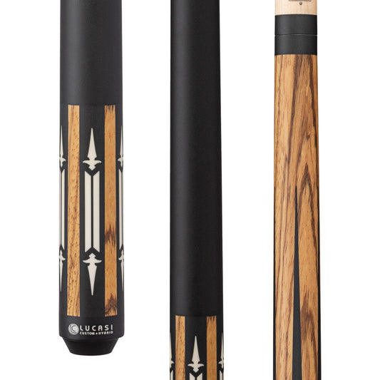 Lucasi Custom Matte Zebrawood & Black/White Inlays Wrapless Cue (LZC62)