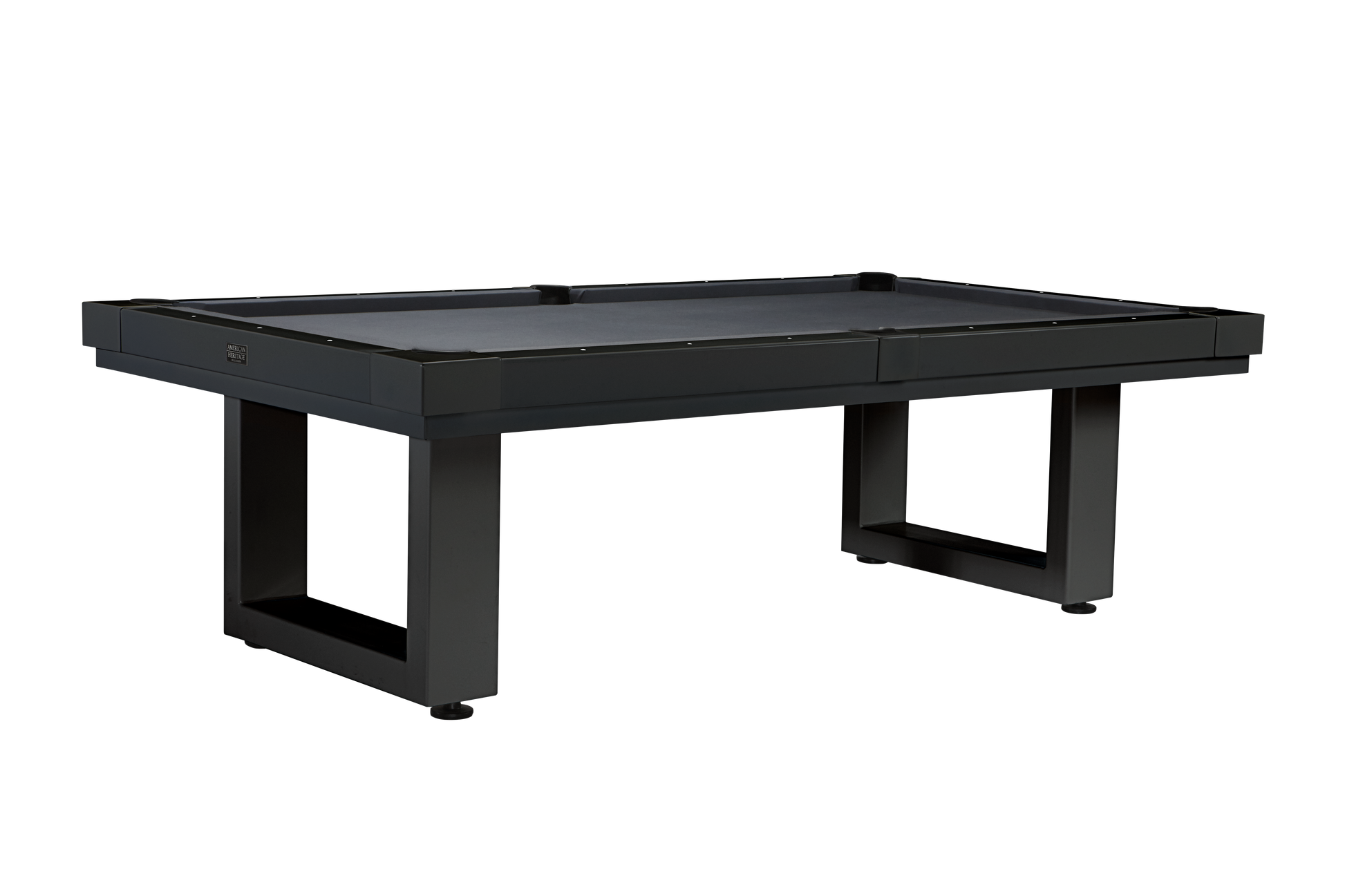Low-angle profile view of Lanai outdoor pool table white frame