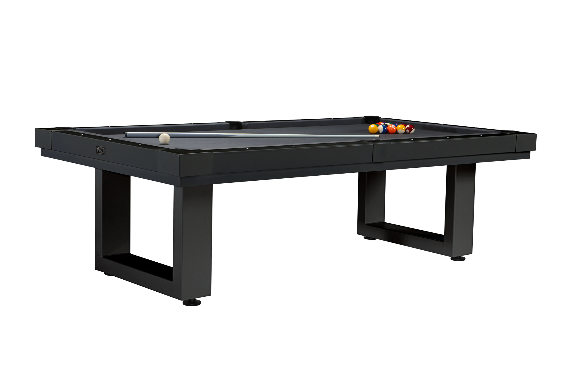 Overhead angled view of white outdoor table with billiard balls