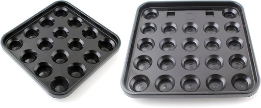 Aska Pool Ball Tray for 16 Balls, 2 1/4-Inch, Black, and Standard Snooker Ball Tray for 22 Balls, 2 1/4-Inch, Black