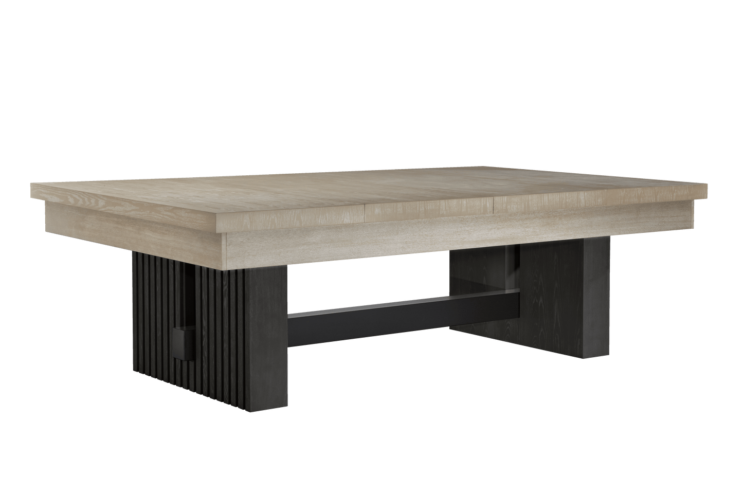 Side profile of Vancouver pool table showing ribbed black base support structure