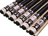 Set of 6 Aska Cards and Dice Billiard Pool Cues, 58" Hard Rock Canadian Maple, 13mm Hard Tip, Mixed Weights, CDS6