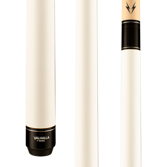 Valhalla VA108 ivory stain wrapless pool cue with black joint collar.