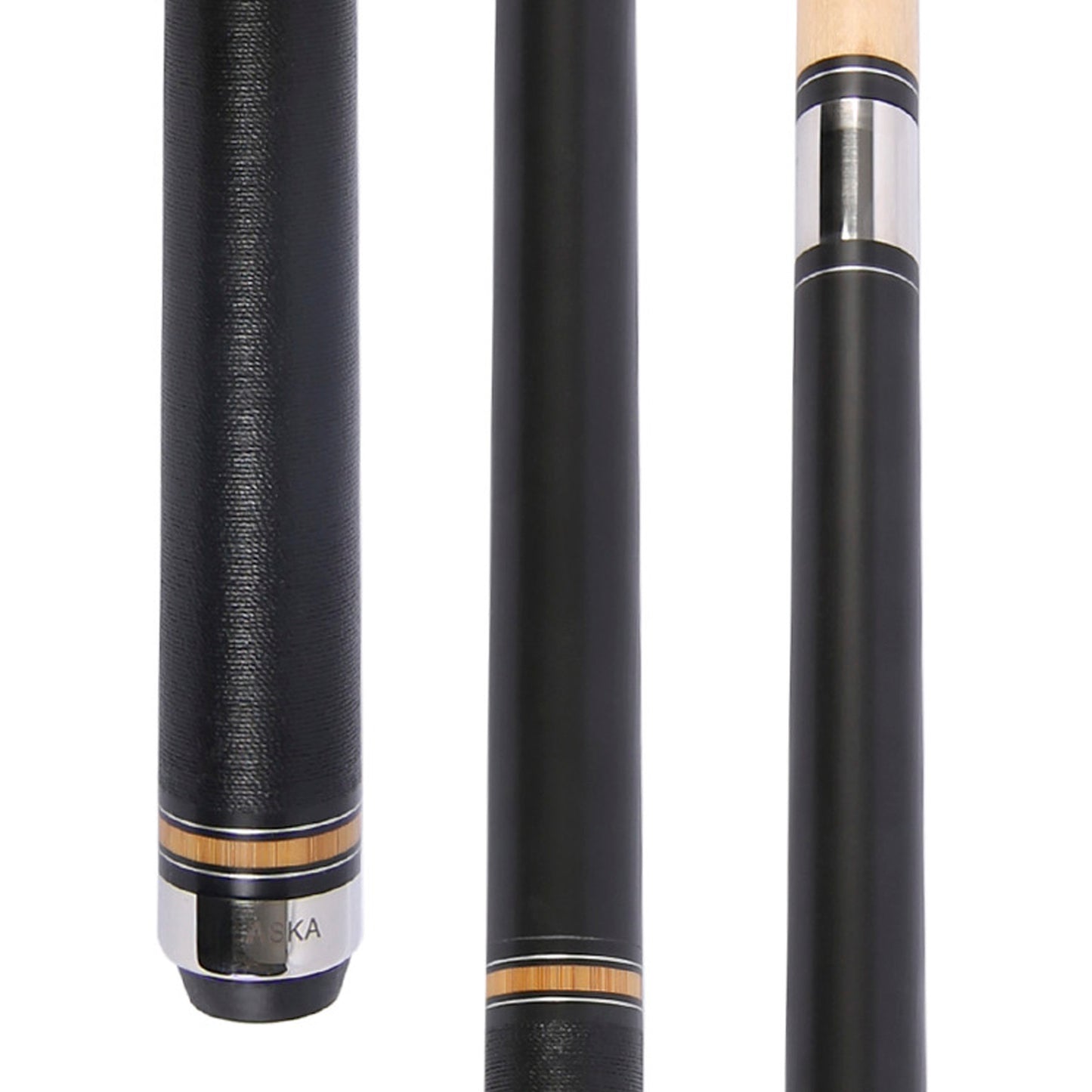 ASKA Jump Break Cue Stick 28-Ounce JBC Black 2nd Generation, 3-Piece Construction, Jump/Break Cue. 14mm Tip, Hard Rock Canadian Maple, JBCBLKGEN2