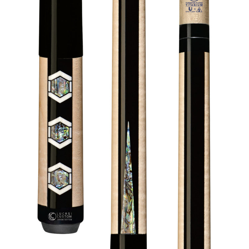 Lucasi Custom Carom Premium Black Birdseye Maple with Abalone Wrapless (LCR50)