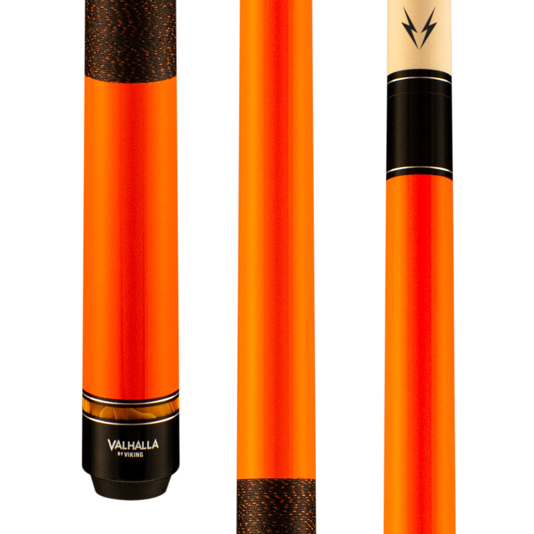 Valhalla VG021 orange pool cue butt and shaft sections.
