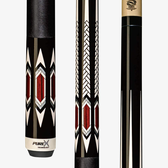 PureX HXT95 Pool Cue Stick - Low Deflection Technology Midnight Black with Weave Point & Cocobolo Design, Kamui Black Soft 12.75mm Tip