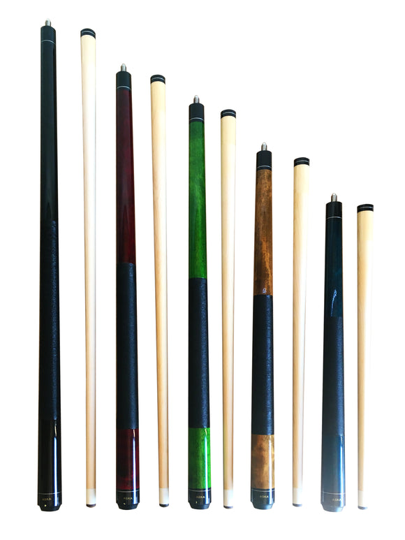 Set of 5 Aska Mixed Length Cues LS, Canadian Hard Rock Maple Billiard Pool Cue Sticks, Short, Kids Cues, LS5
